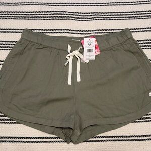 Roxy Olive Green Athletic Shorts with Elastic Waistband Size L NWT